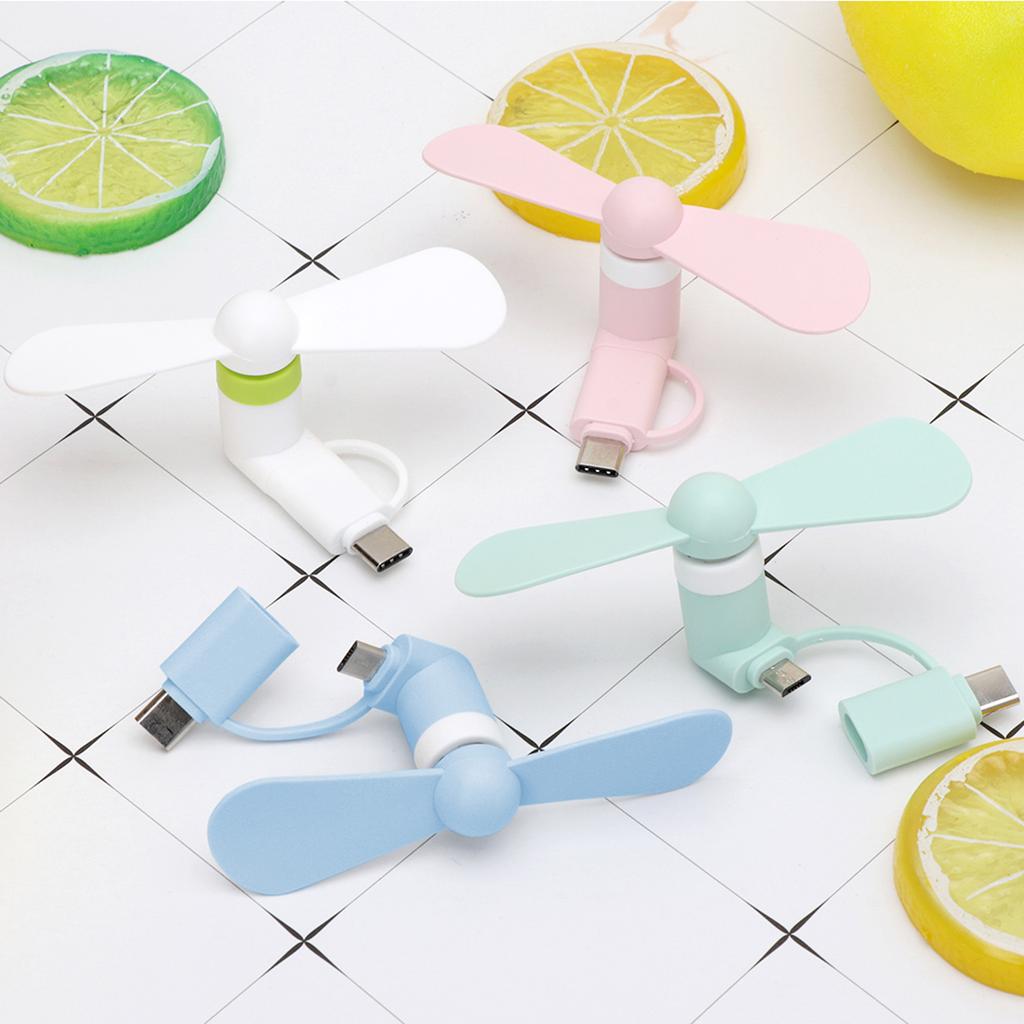 Mini Cute USB Fan Cooler Type C Removable USB-C Gadgets Low Power for Mobile Phone Powerbank PC Laptop