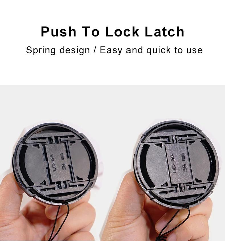 Universal Camera Lens Cap 39mm to 82mm Sizes Front Protector for Fuji Sony Cameras Compatible with Various Lenses 1pcs
