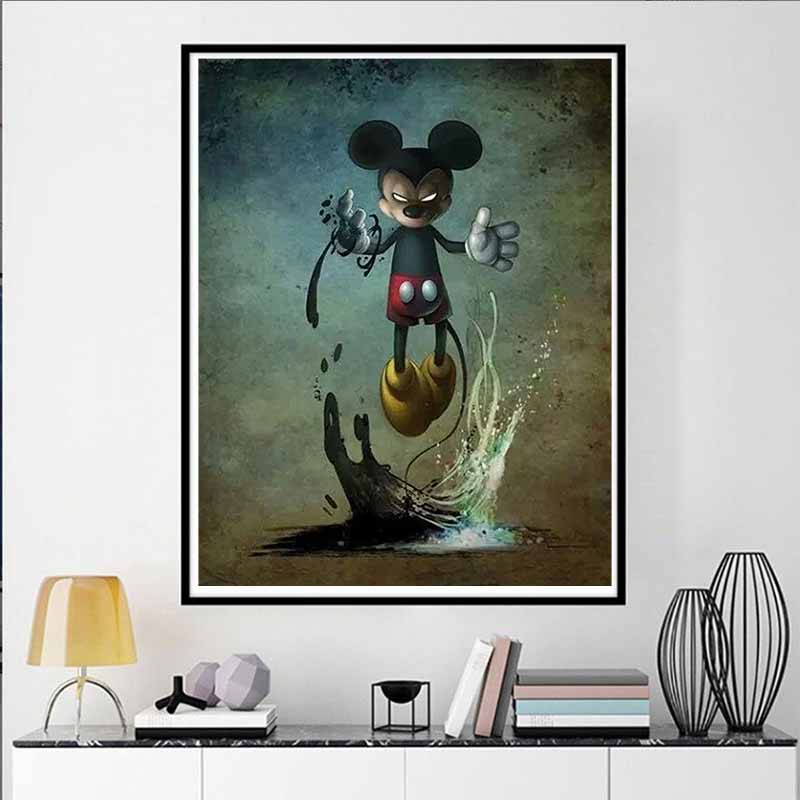 Disney Diamond Painting Dark themed Mickey Mouse 5D DIY Rhinestone Diamond Embroidery Cross stitch Home and Wedding Decoration