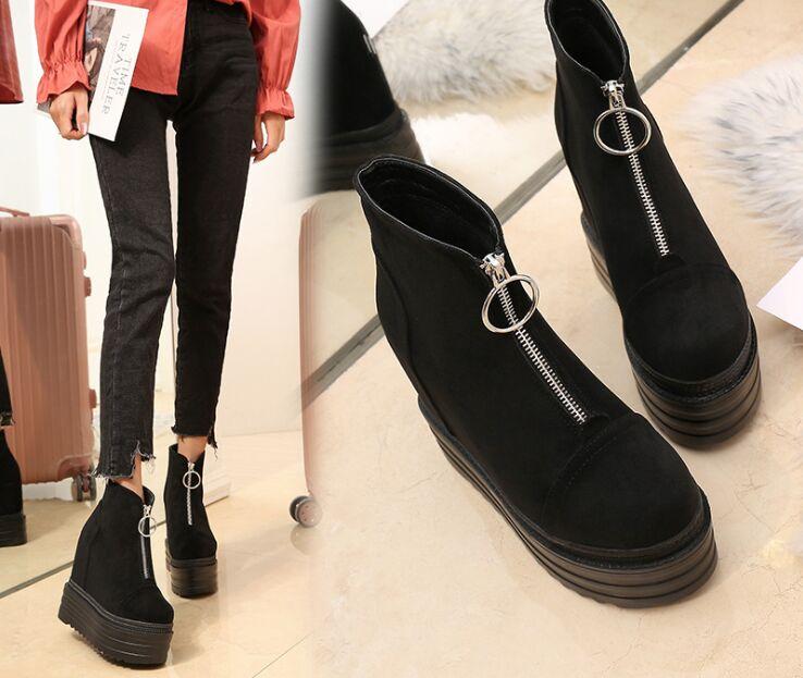 Fashion 2025 Winter New Female Women Boots British Wind Increased 13CM High Heel Platform Boots Fashion Plus Velvet Women's Shoes