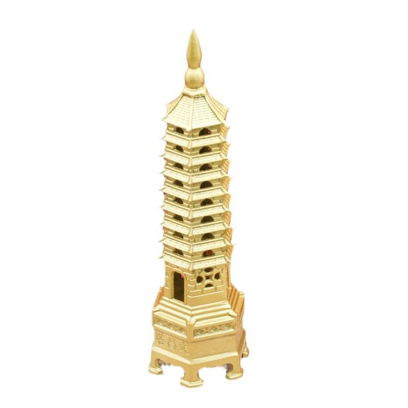 Brass Nine-Story and Thirteen-Story Wenchang Tower Ornament for Student Desk Decor