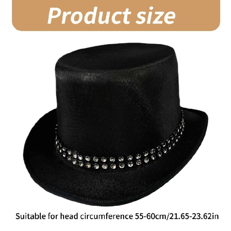Eye Catching Rhinestones Tall Hat Cosplay Hat Stage Show Hat Halloween Costume Ceremony Hat Evening Party Magicians Hat