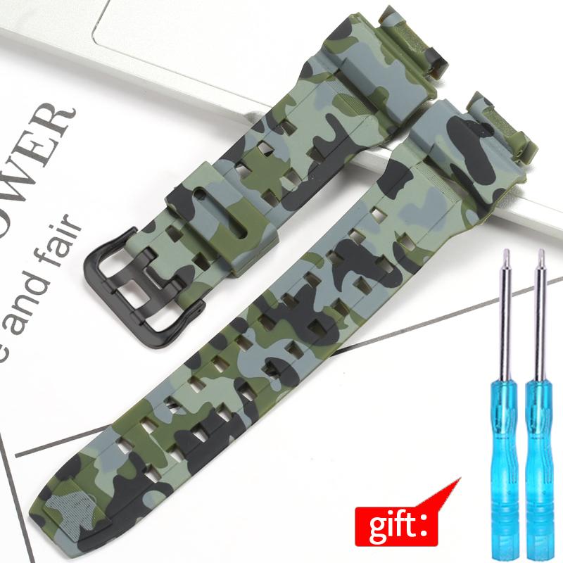 Pryskyřičný řemínek k hodinkám pro Casio GW9100 GW9200 Pánský TPU pásek Sportovní vodotěsné řemínky Camouflage doplňky