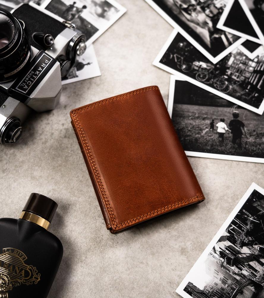 Large men's leather wallet with embossed zodiac sign - Peterson