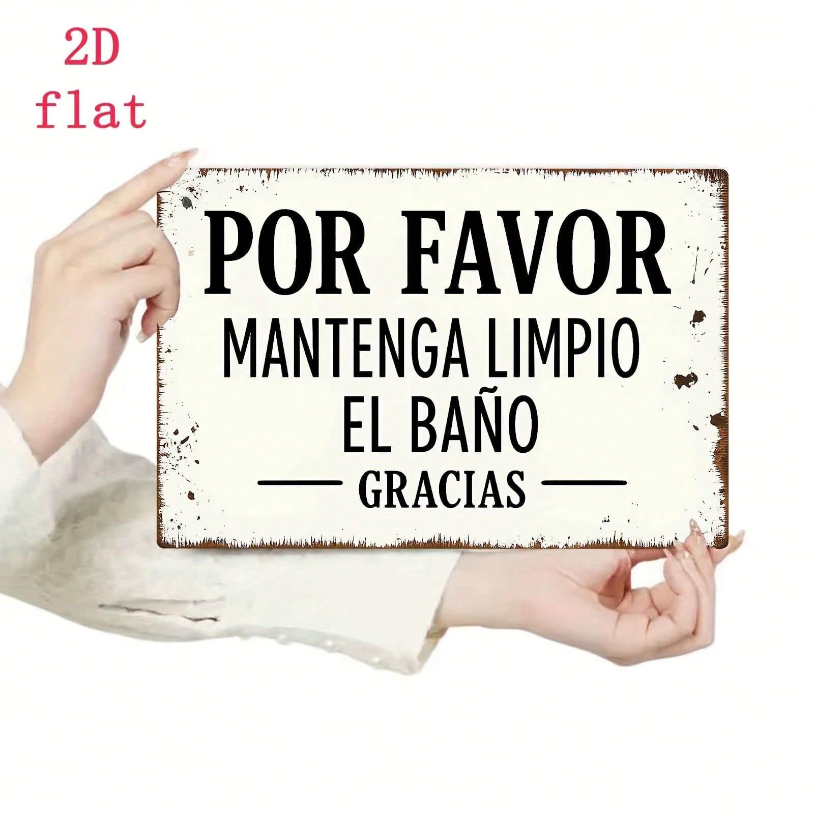Винтажная металлическая табличка Por Favor Mantenga Limpio (Пожалуйста, соблюдайте чистоту) Испанская ретро Декор для ванной комнаты, офиса TYA-1009182