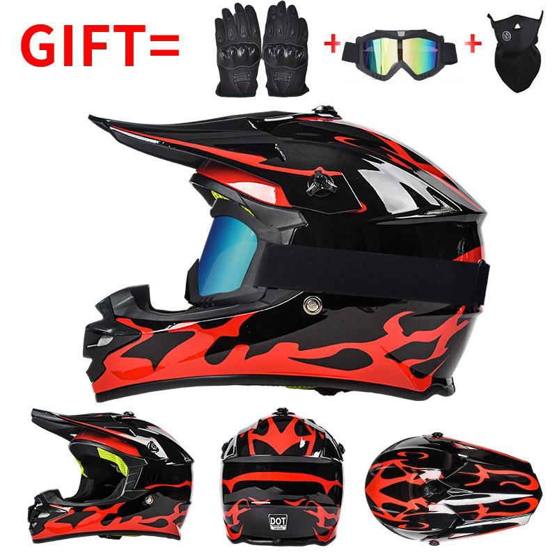 Full Face Motorcycle Helmet Off-Road ATV Dirt Bike Mountain Downhill Karting Kids Safety Headgear ABS