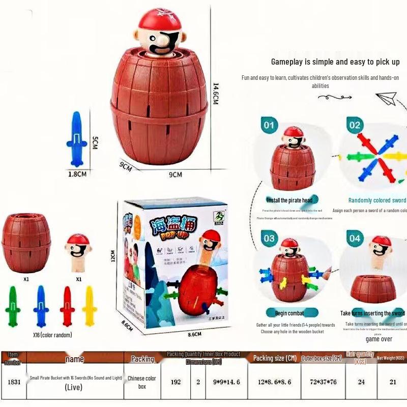Creative Desktop Stress Relief Pirate Barrel Toys: Interactive Parent-Child Games