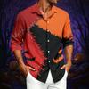 Men's Casual Long Sleeve Shirt with Halloween Print for Spring and Fall Everyday Wear