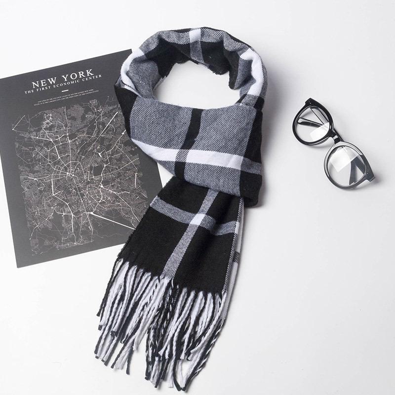 2024 Women's & Men's Beige Plaid Scarf - Versatile Japanese Style Winter Shawl