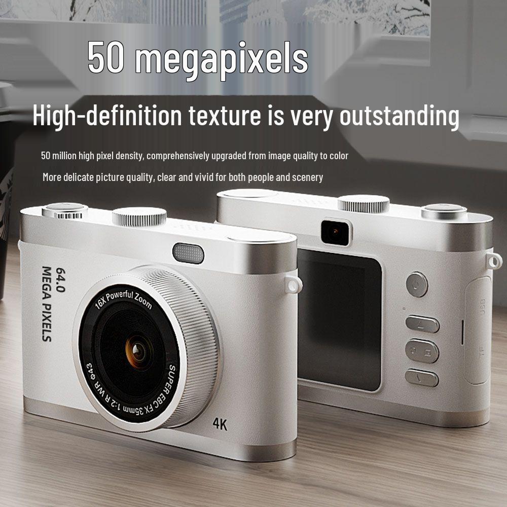 Dual-Camera Retro Compact Mirrorless CCD Selfie Camera for Students
