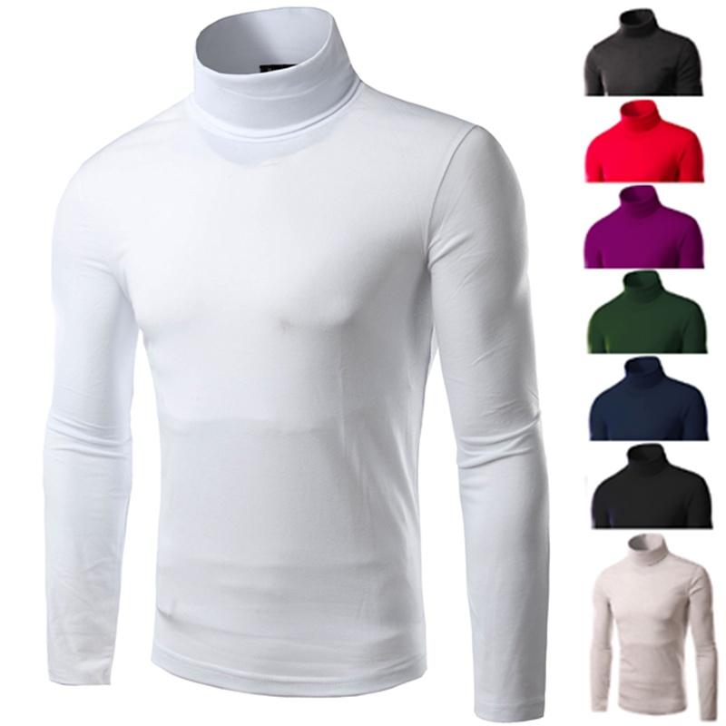 Classic Mens Slim Fit High Neck Knitted Sweater Comfortable Turtleneck Jumper