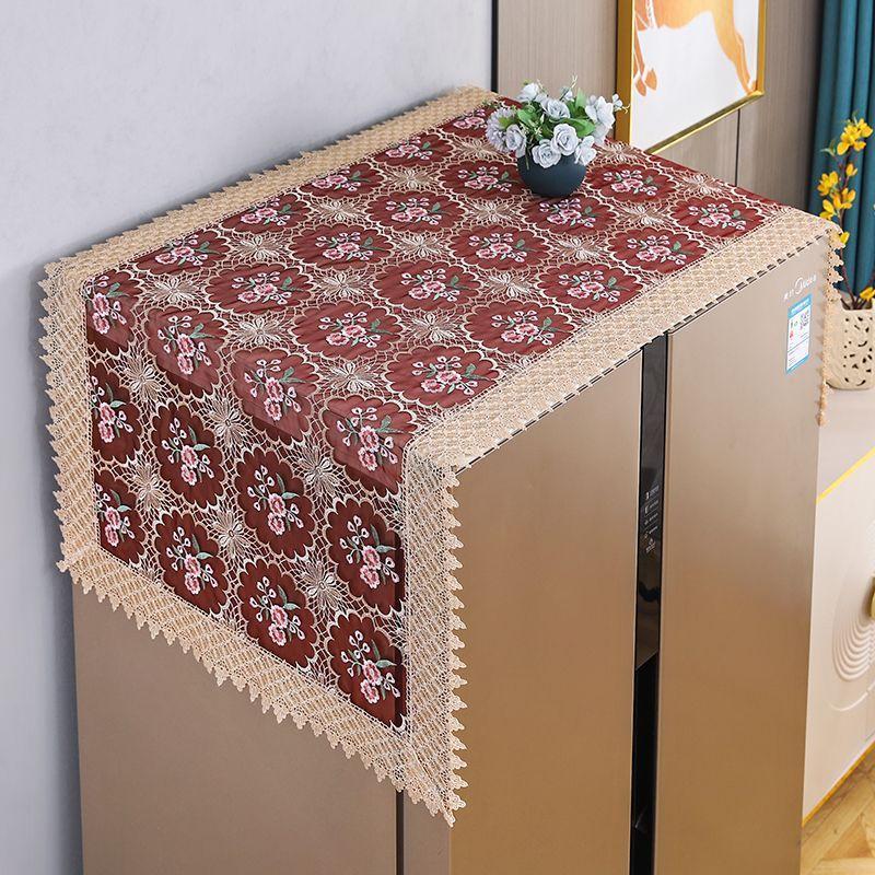 Lace Embroidery Refrigerator Towel with Single and Double Doors Dust-proof Protection Washing Machine Microwave Oven Cover Cloth and Towel