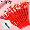 15Pcs Red Cute Cartoon Straight Liquid Type Ball Pen Black Ink Gel Pens Writing Kawaii Stationery School Office Supplies Holiday Gift Novelty Statione