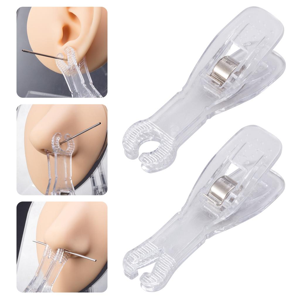 10pcs Acrylic Piercing Tool Kit - Professional Round & Triangle Opening Clamps with Disposable Hemostat for Safe Body Piercing and Tattoo Supplies