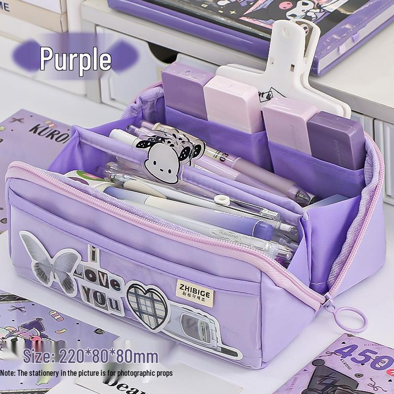 Tăviță transparentă cu mai multe compartimente pentru creioane Capybara - Capacitate mare, Organizator de papetărie de mare valoare pentru copii