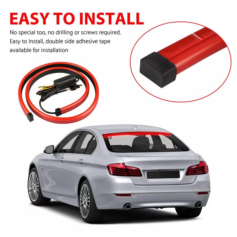 Car Led Rear Brake Light Strip High Mount Brake Stop Turn Signal Light Auto Running Warning Driving Drl Tail Lamp 100Cm 12V