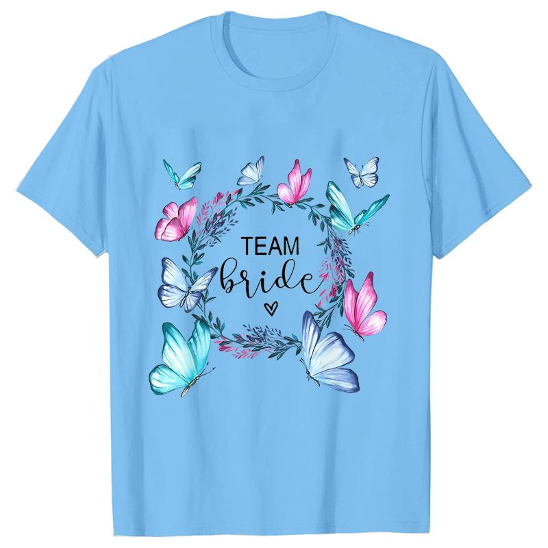 Fashion Bridal Wedding Party T-shirt Team Bride Bridesmaid Shirts Unisex’s Bachelorette Single Farewell Party Flower Wreath Tees