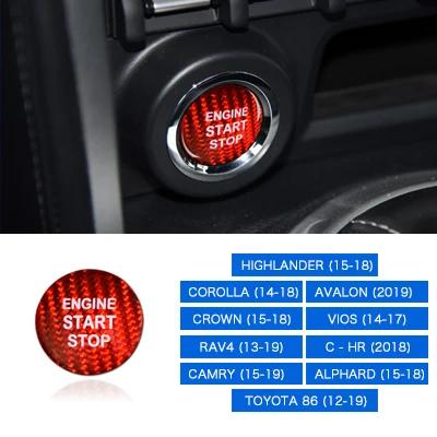 Carbon Fiber Engine Start Button Cover Sticker for Toyota 86 Corolla Avalon Crown Vios RAV4 C-HR Alphard Camry Highlander 2015-2023