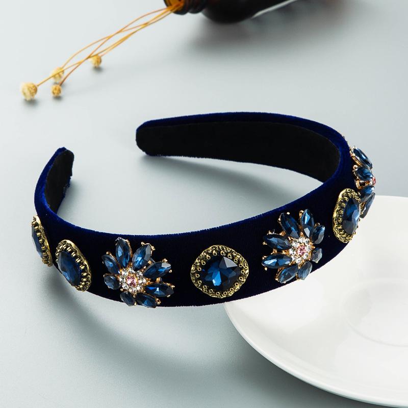 

Женская повязка на голову в стиле барокко, винтажная повязка на голову Эдельвейс, простой универсальный фланелевой головной убор OneSize синий