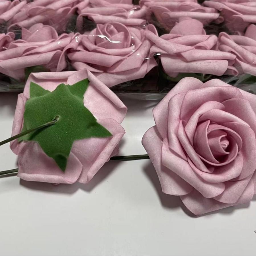 Gefärbte Pe-Schaumstoff-Blütenköpfe Hohe Imitation Farbverlauf Farbe Rose Valentinstag Bogen Handstrauß Material