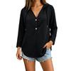 Women's Casual Color Hooded V-Neck Long Sleeve Button Front Shirt Top for Everyday Wear