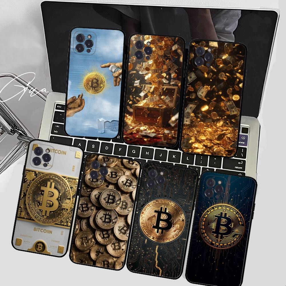 Bitcoin Retro Logo Phone Case For IPhone 17 16 15 14 13 12 11 Pro Max Plus Mini Silicone Black Cover