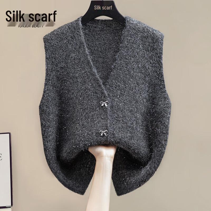 

Women s V-Neck Loose Single-breasted Vest One Size