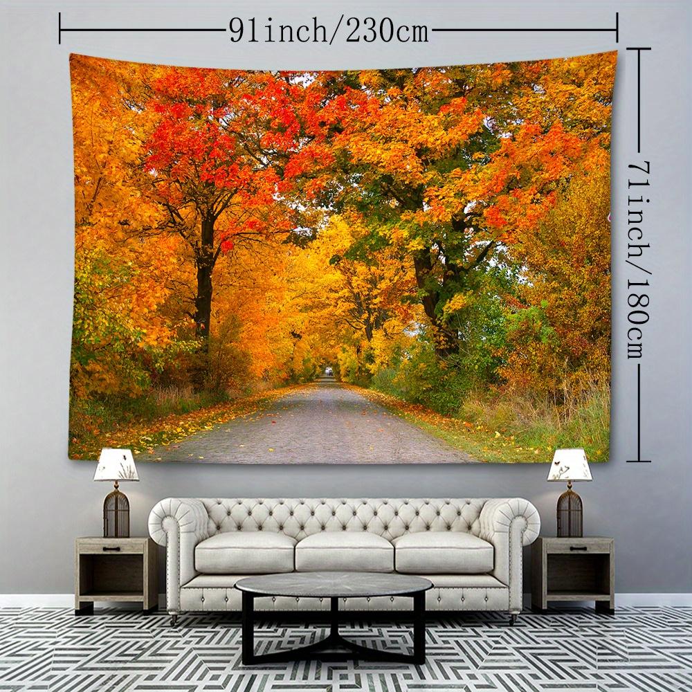 1pc Autumn Trees Road Maple Tapestry Wall Hanging, Room Decor, Bedroom Decor, Living Room Background, Natural Style Backdrop, Hanging Cloth Tapestry