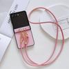 For Samsung Galaxy Z Flip7 5G Case Straw Mat Texture TPU+PC Phone Cover with Woven Crossbody Strap