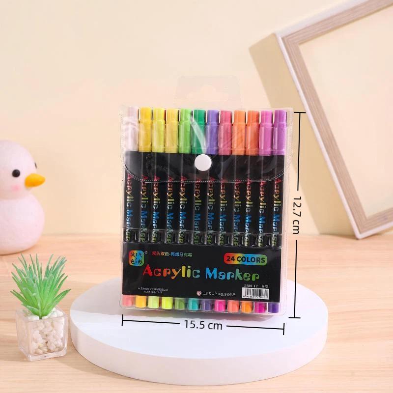 120 Colors Dual Tip Acrylic Paint for Canvas Perfect Choice for Detailed Drawing Work