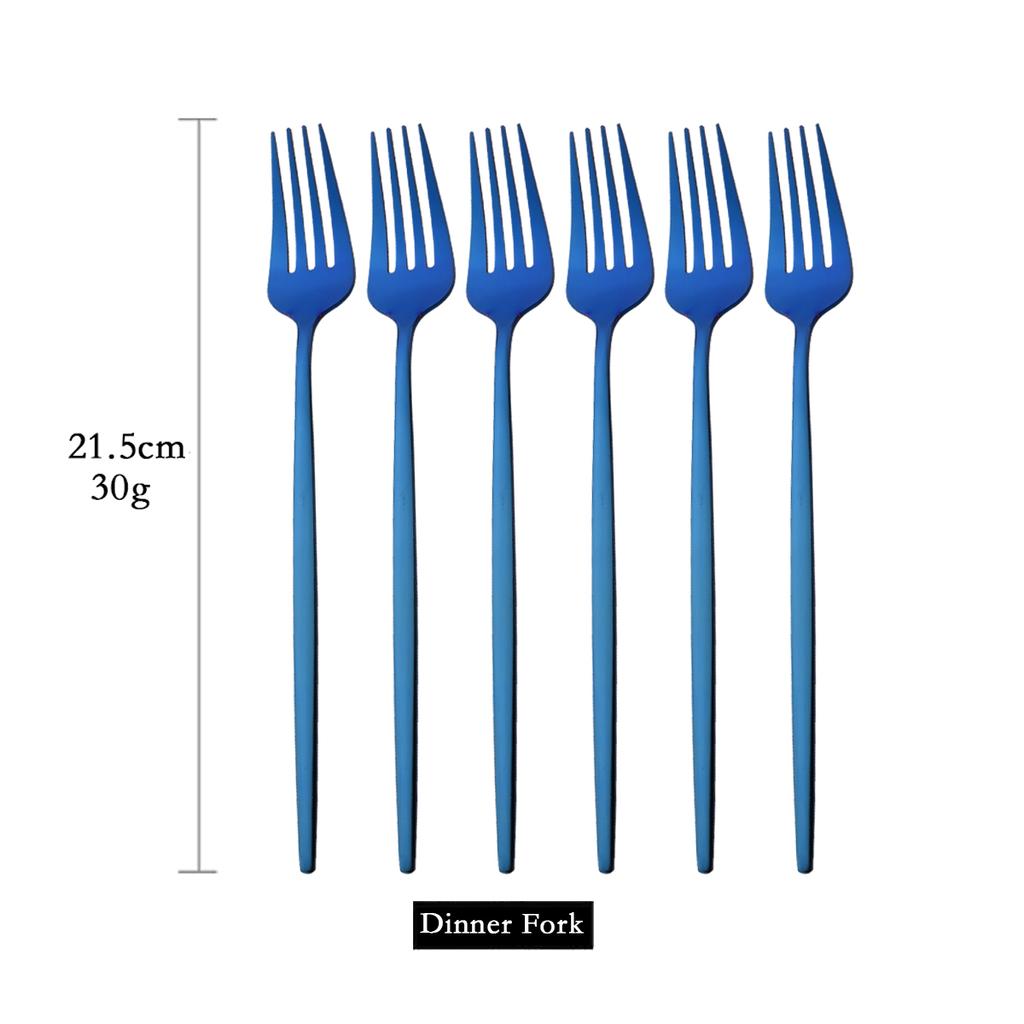 6Pcs Colorful Cutlery Set Stainless Steel Dinner Fork Set Dessert Cake Fork Fruit Salad Fork Tableware Set Kitchen Flatware Set