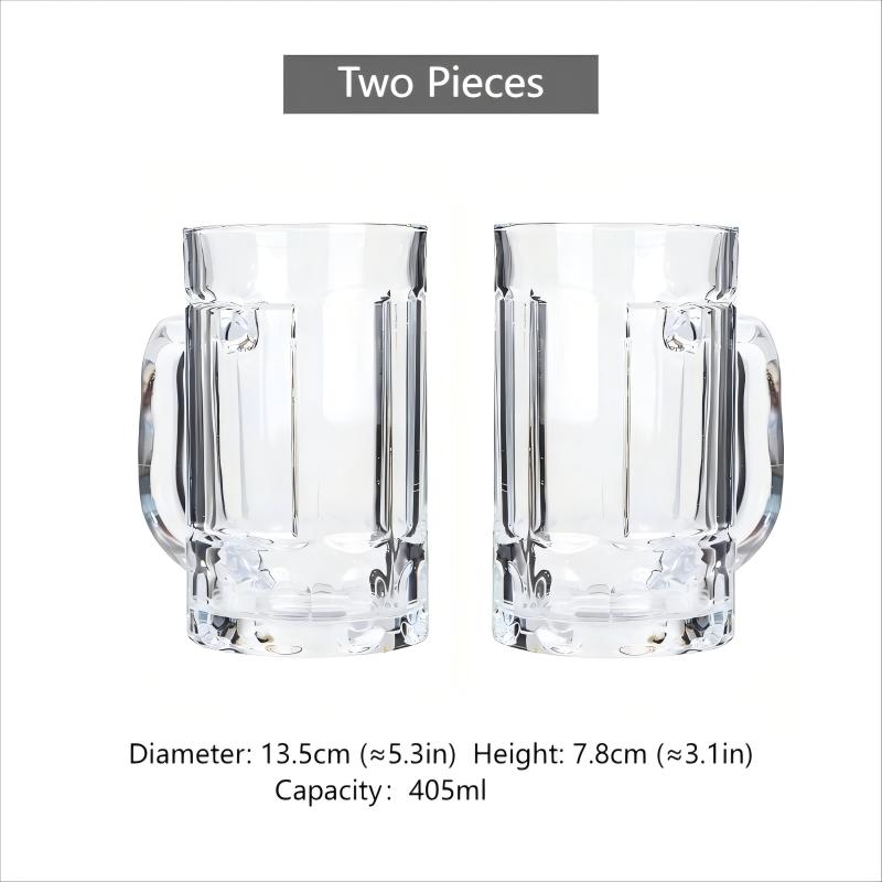 HeYLiLac 405ml Clear Thickened Lead-Free Glass Beer Mug - Heavy Duty Drinking Cup for Home/Bar