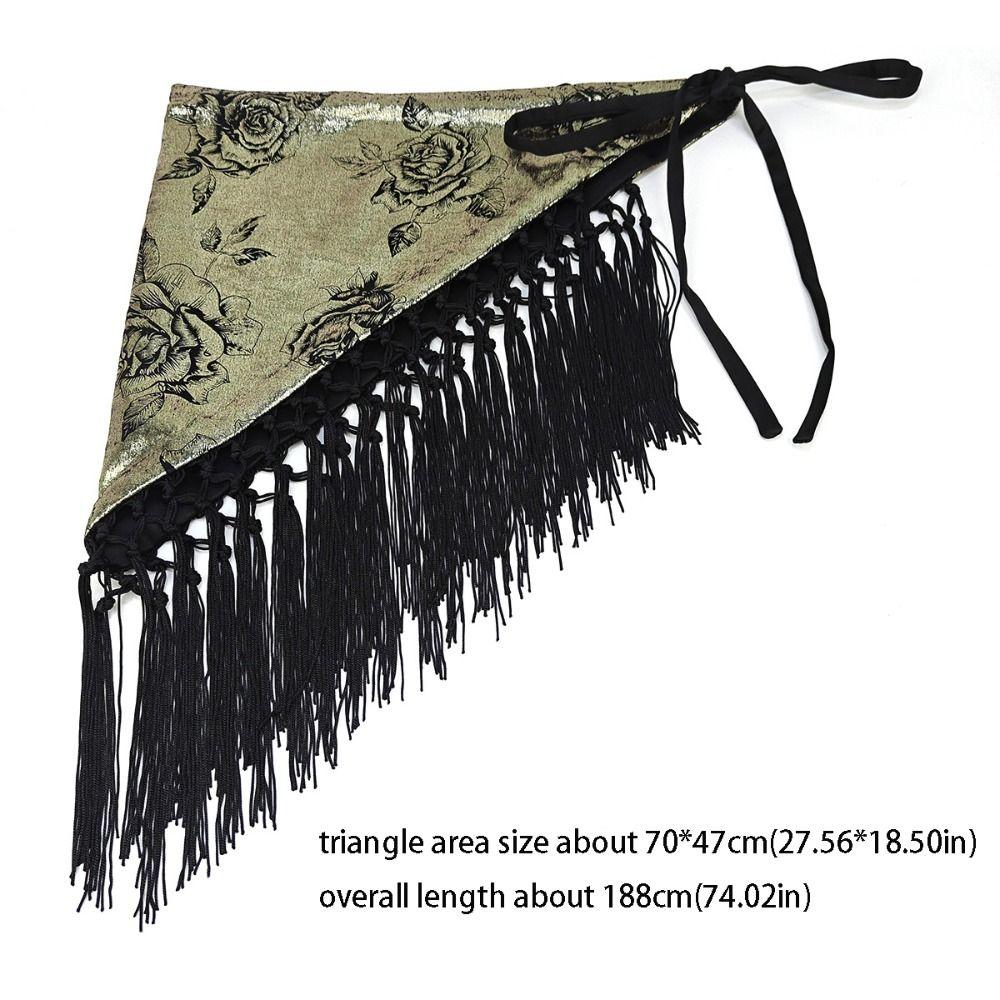 Chinese Style Triangular Waist Belt Printing Ethnic Style Trim Butt Curtain Irregular Hem Ruched Triangular Waistband Adult