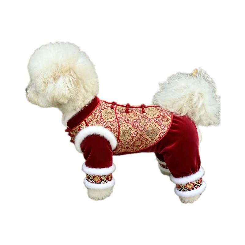 Winter Pet Dog Jumpsuit Chinese Style Four-Legged Coat Small Breeds Pomeranian Bichon Teddy