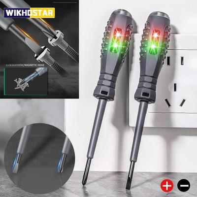 Test Elektryka Wkrętaki Krzyżakowe AC Bezdotykowy Indukcyjny Próbnik Napięcia 12-250V Czerwone Zielone Lampki Indukcyjne