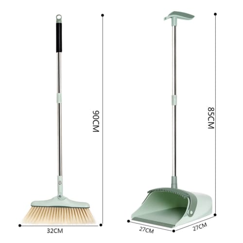 LUNPEAR Broom and Dustpan Set, Outdoor/Indoor Cleaning Set, Freestanding Long-Handled Broom with Dustpan, Stylish Floor Cleaning, Windproof and Rotati