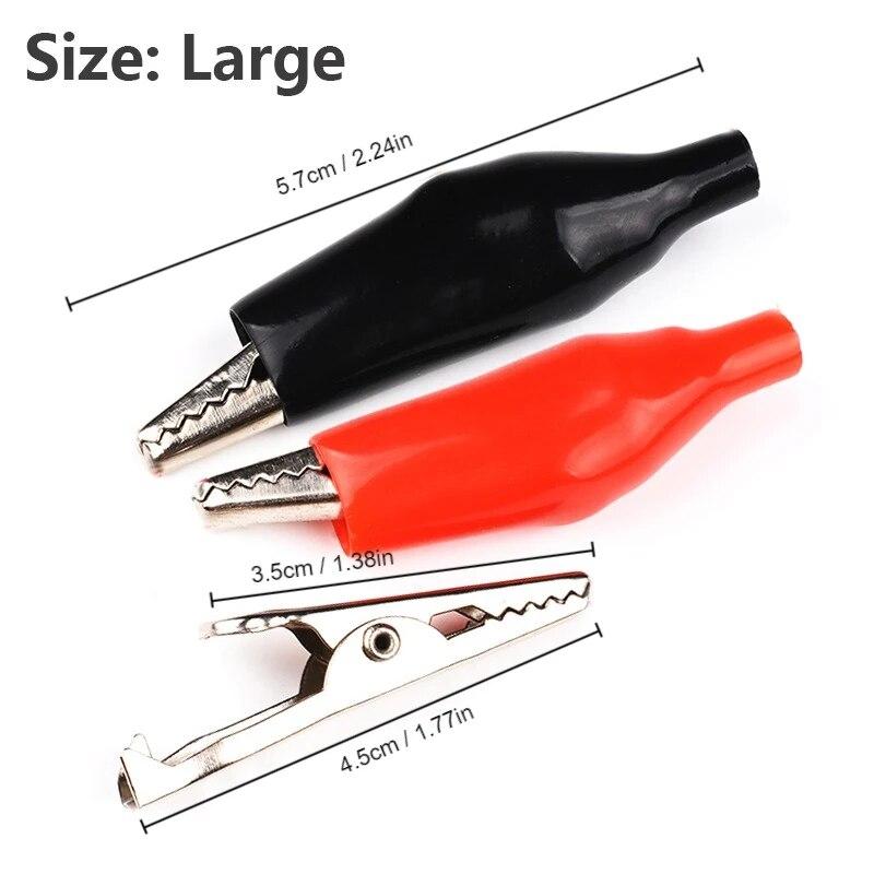 10PCS Alligator Clip 28MM 35MM 45MM Black Red Soft Plastic Coated Testing Probe Mini Alligator Test Clips, Large/Medium/Small