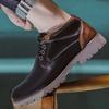 Autumn Men Ankle Boots Vintage Retro Lace Up Leather Motorcycle Western Boots Brown Classics Casual Shoes Male Plus Size 39-48