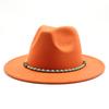 Chain Woolen British Retro Jazz Hat Big-Brimmed Top Hat Woolen Hat Retro Big-Brimmed Hat White Top Hat