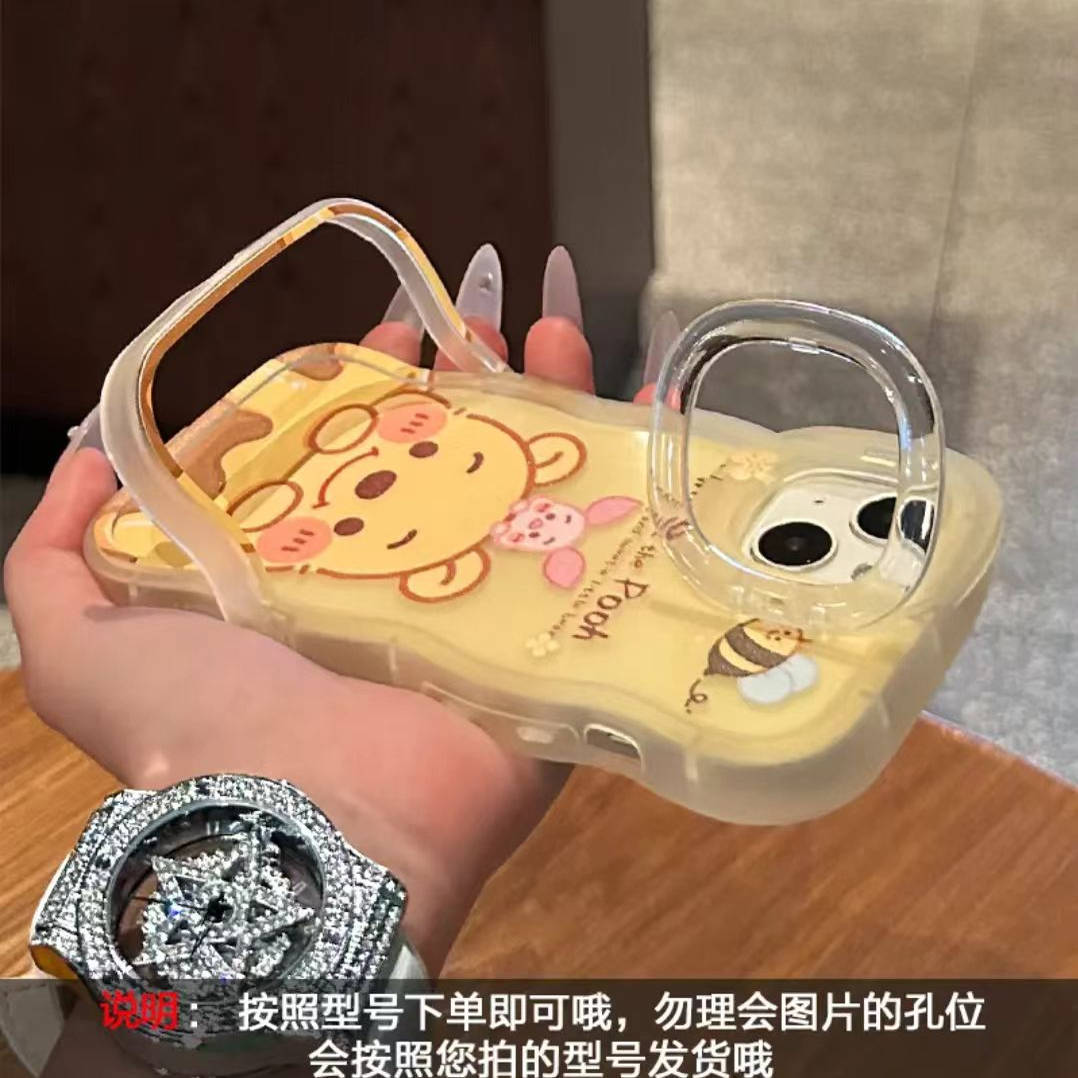

Winnie the Pooh double bracket is suitable for Apple 16 Pro mobile phone case iPhone14max new all-inclusive. Apple xr