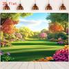 Vibrant Spring 2D Backdrop, Sunny Park & Colorful Trees Photo Background