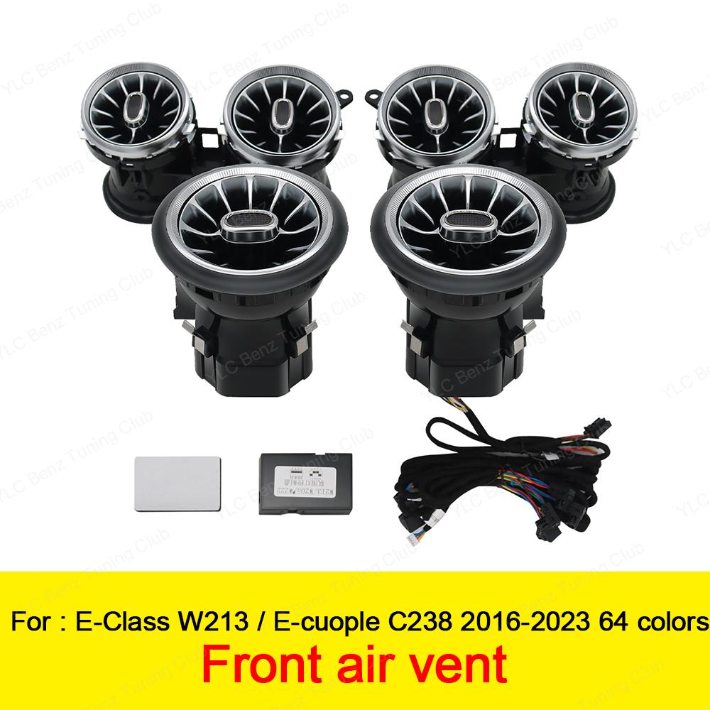 64 Colors LED Air Vents For Mercedes Benz W213 E-Class Coupe AMG E43 E53 E250 3D Rotating Tweeter Speaker Interior Ambient Light