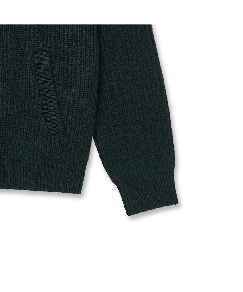 IOLO Merino Wool Knit Fur Jacket_Dark Green