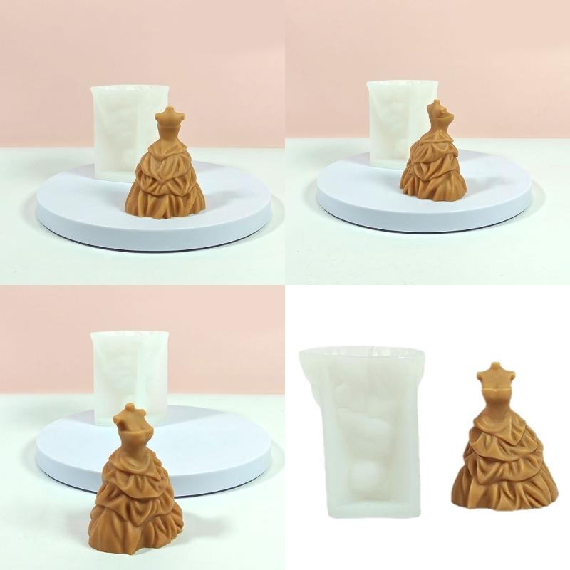 Evening Dress Silicone Molds for Candle Soap Fondant Chocolate Candy Wedding Dress Silicone Candle Molds for Epoxy Resin