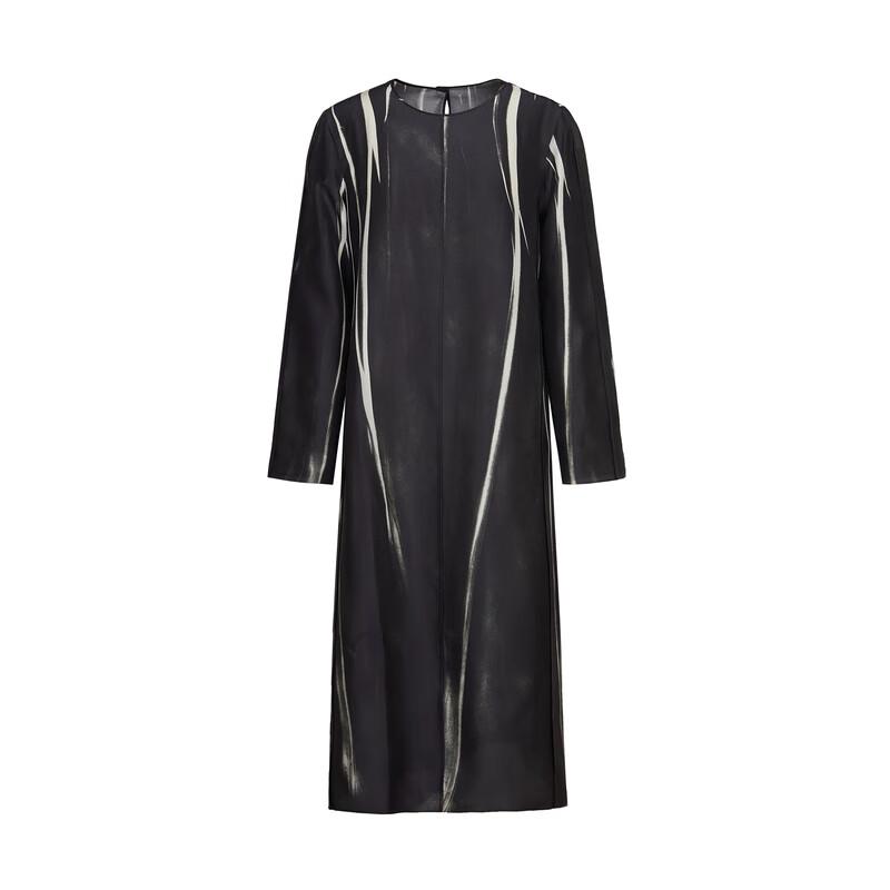 LESS 2024 Spring Printed Silk Midi Dress