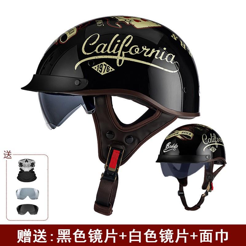 Vintage Half Face Motorcycle Helmet Men Women Retro Cruiser Style DOT Approved Open
