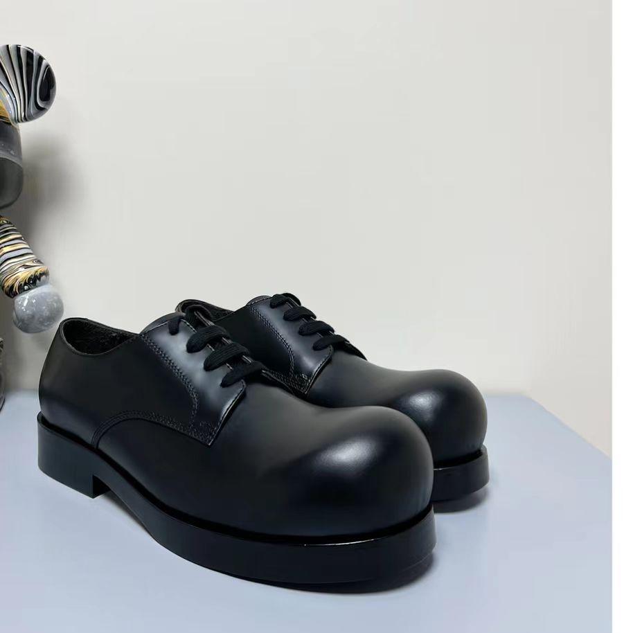 Herren Leder Plateau Oxfords Slipper Dicke Sohle Herren Derby Schuhe Casual Loafer Herren Runde Zehenform Formelle Kleiderschuhe