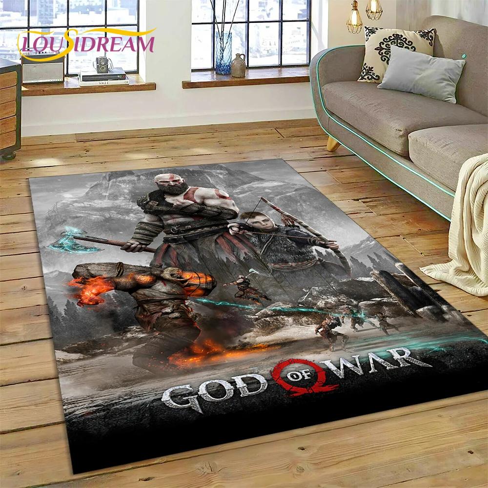 God of War Games Kratos Cartoon 3D Carpet Rug for Bedroom Living Room Home Sofa Decoration,Children Game Large Decor Floor Mat