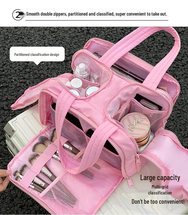 Women's Large-Capacity Double-Opening Makeup Bag: Multi-Functional, Portable Travel & Business Storage Solution