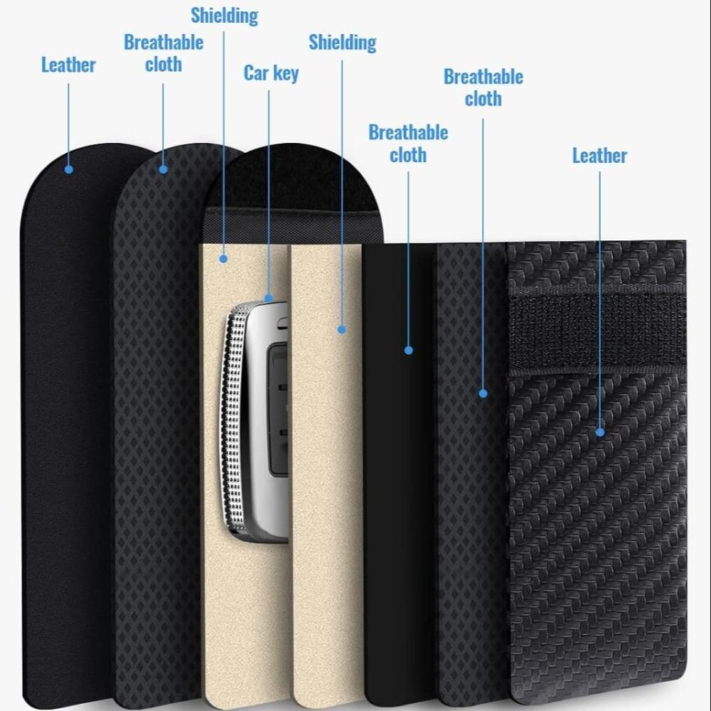 Carbon Fiber RFID Signal Blocking Holder Key Storage Bag for Faraday Car Keys Security Protection